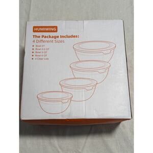 8-Piece STAINLESS STEEL MIXING BOWLS with Clear lids - BRAND NEW